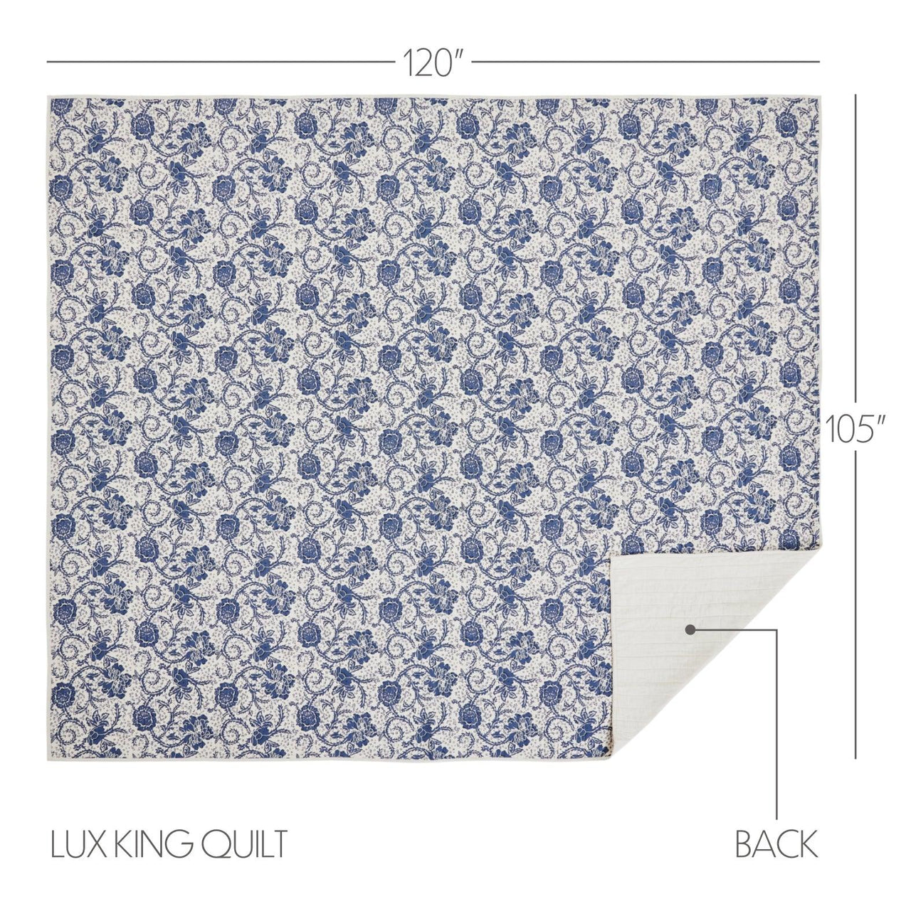Dorset Navy Floral Luxury King Quilt 120WX105L VHC Brands - The Fox Decor