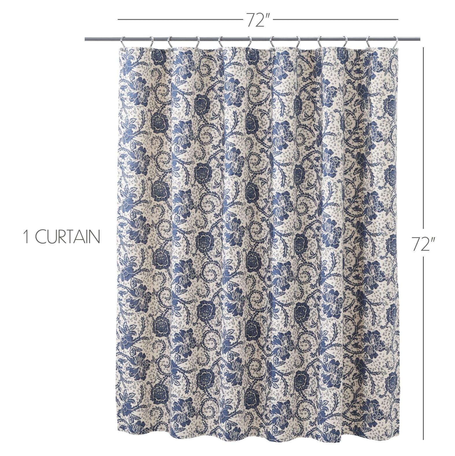 Dorset Navy Floral Shower Curtain 72x72 VHC Brands - The Fox Decor