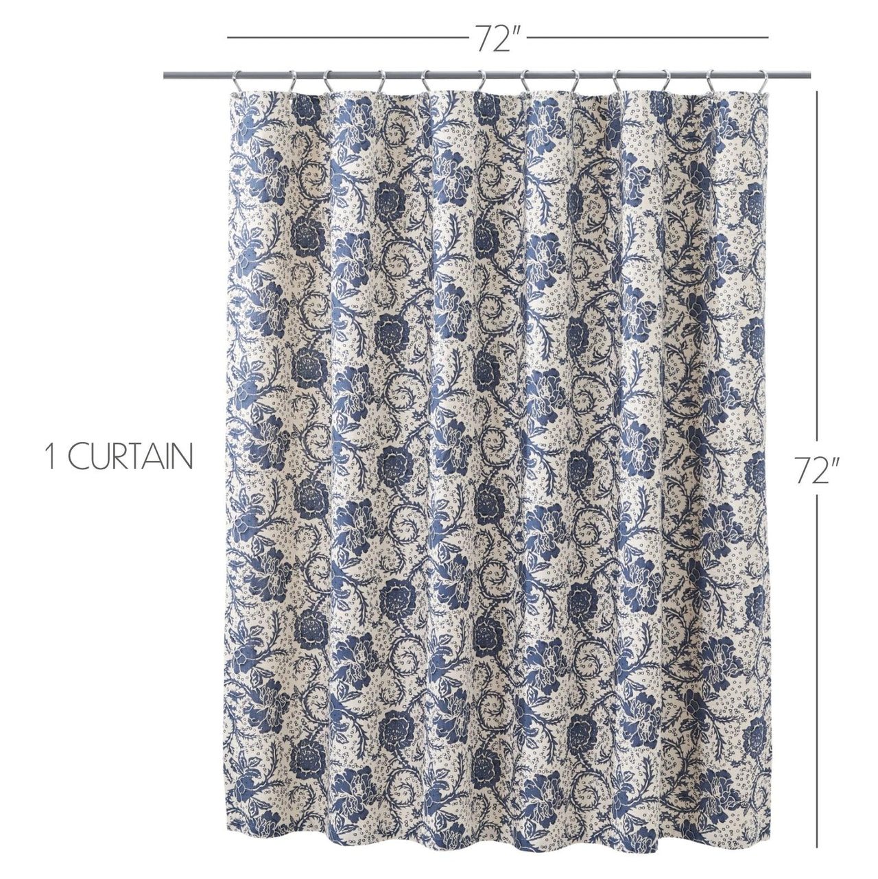 Dorset Navy Floral Shower Curtain 72x72 VHC Brands