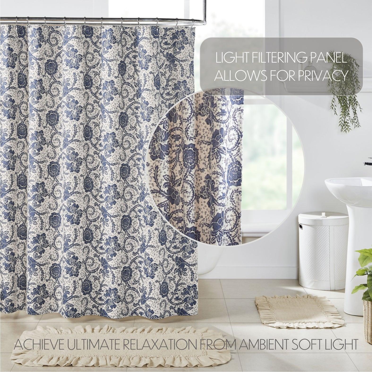 Dorset Navy Floral Shower Curtain 72x72 VHC Brands - The Fox Decor