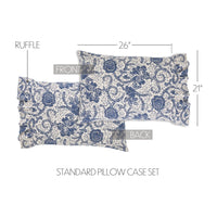 Thumbnail for Dorset Navy Floral Ruffled Standard Pillow Case Set of 2 21x26+4 VHC Brands - The Fox Decor
