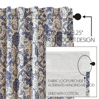 Thumbnail for Dorset Navy Floral Prairie Long Panel Curtain Set of 2 84x36x18 VHC Brands - The Fox Decor