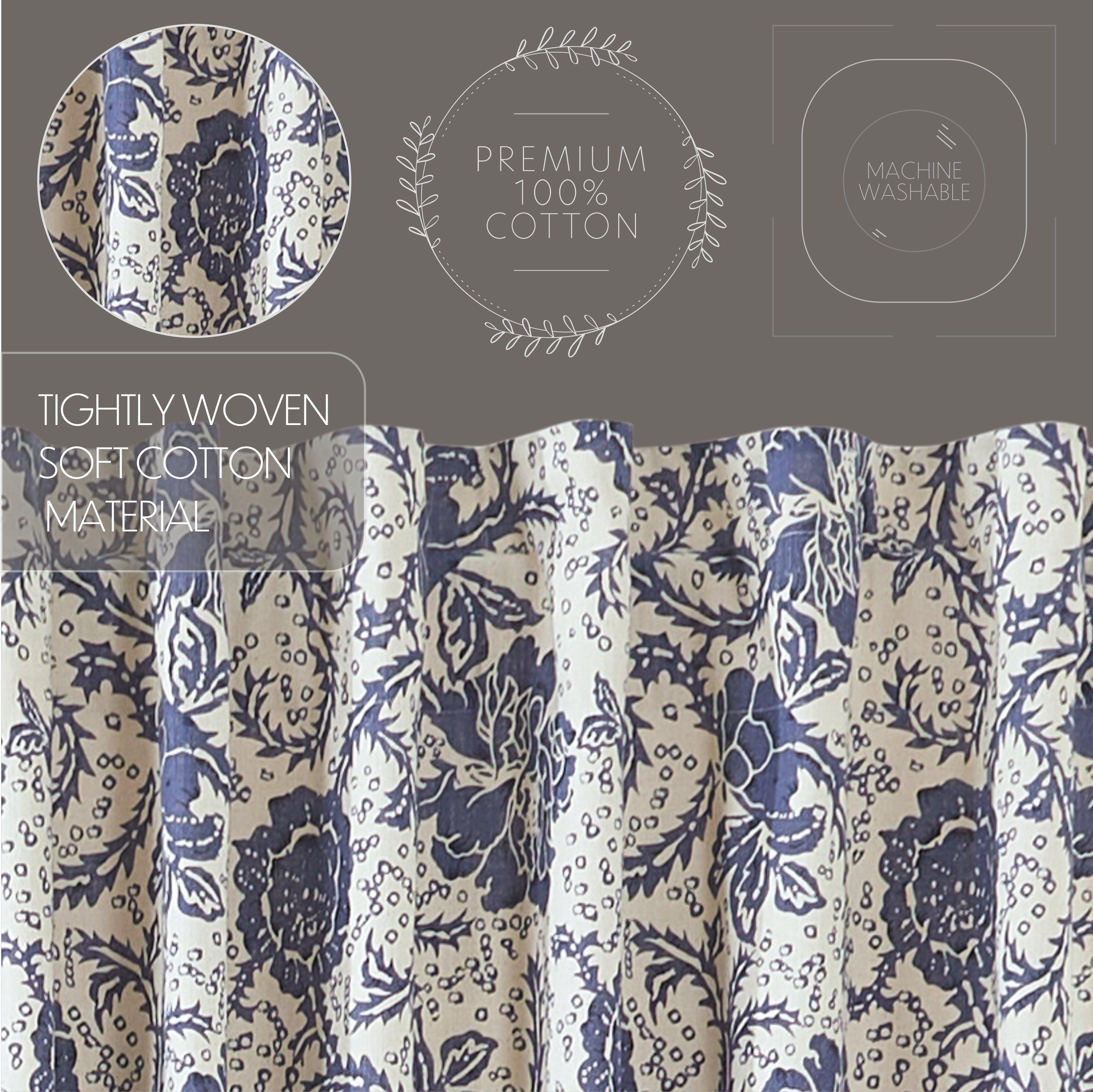 Dorset Navy Floral Prairie Swag Set of 2 36x36x18 VHC Brands - The Fox Decor