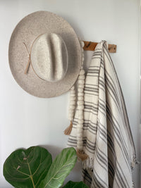 Grain Sack Stripe Pewter Cream Afghan AF165065 - The Fox Decor