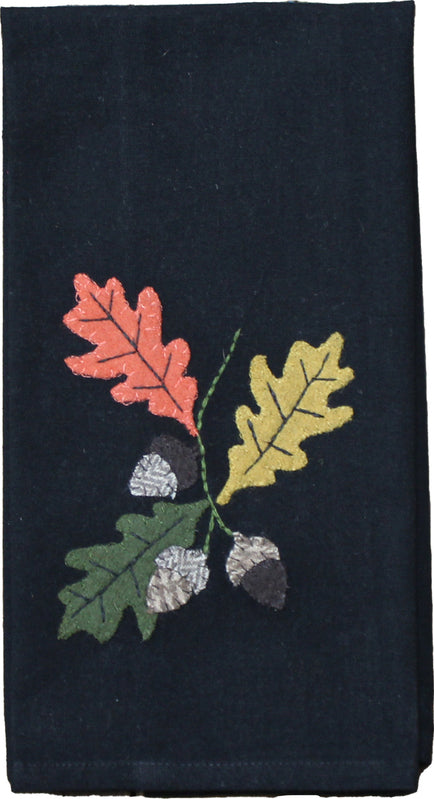 Leaves & Acorns Black towel  - Interiors by Elizabeth