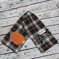 2 in 1 Primitive Fall Plaid Pumpkin Boo Towel Set of two ET220016 - The Fox Decor