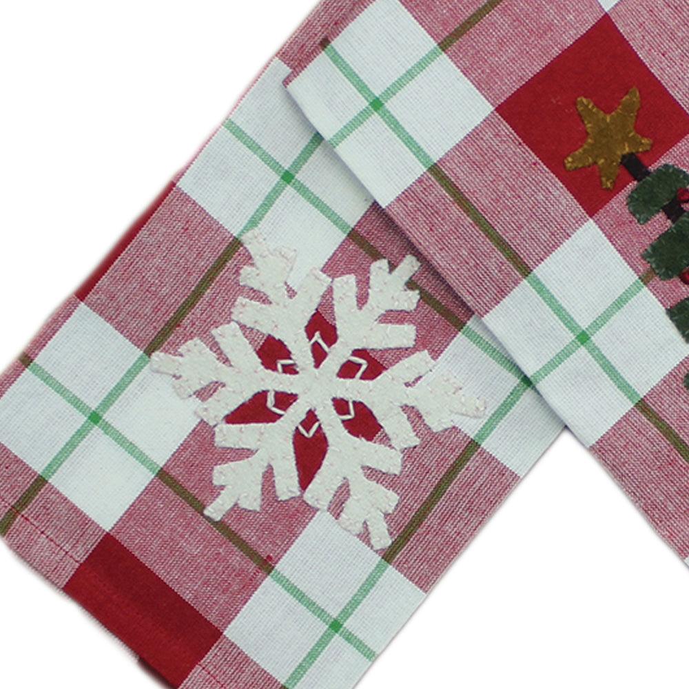 2 in 1 Christmas Buffalo Check Tree, Snowflake Towel Set of two ET220020 - The Fox Decor