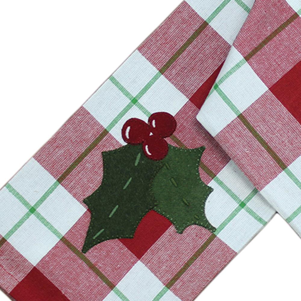 2 in 1 Christmas Buffalo Check Holly, SnowmanTTowel Set of two ET220021 - The Fox Decor