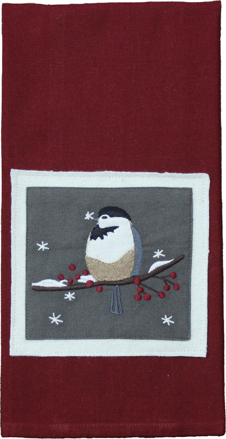 Chickadees Red towel  - Interiors by Elizabeth