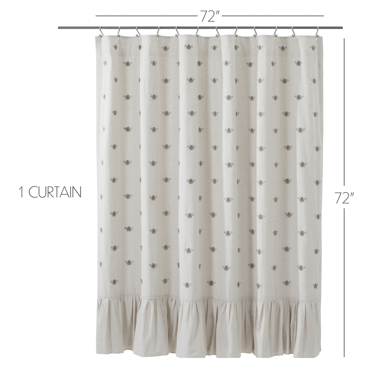 Embroidered Bee Shower Curtain 72x72 VHC Brands