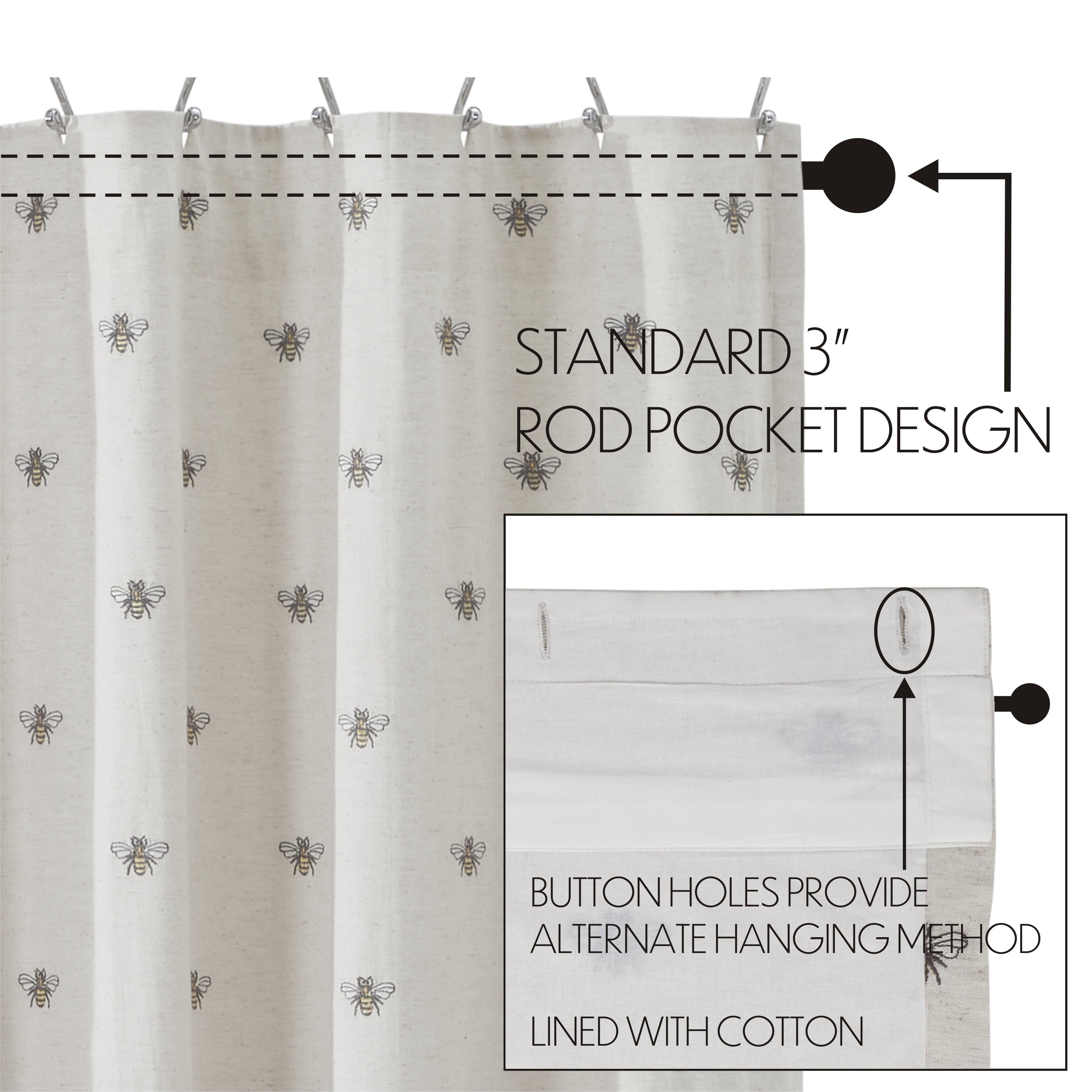 Embroidered Bee Shower Curtain 72x72 VHC Brands - The Fox Decor