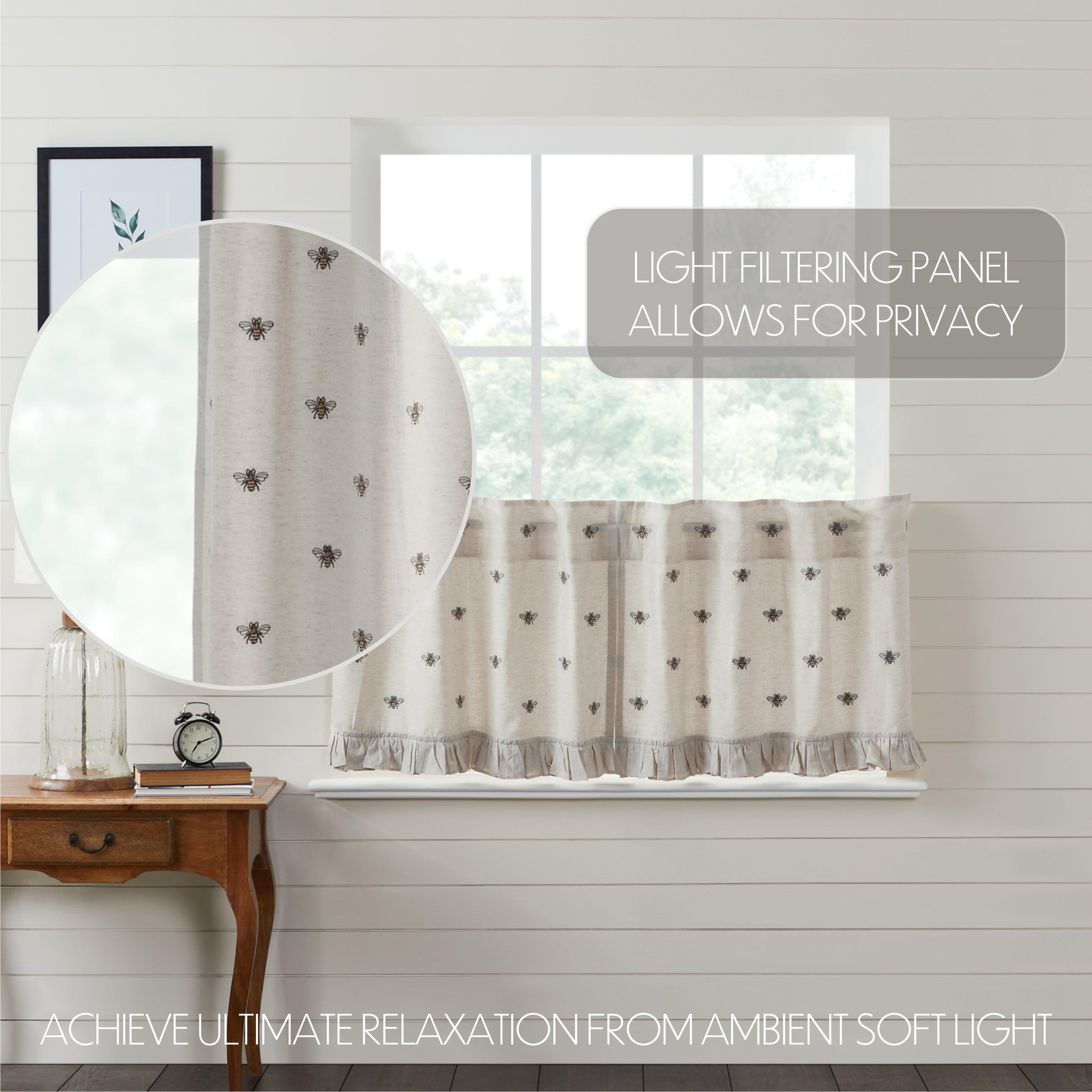 Embroidered Bee Tier Curtain Set of 2 L24xW36 VHC Brands - The Fox Decor