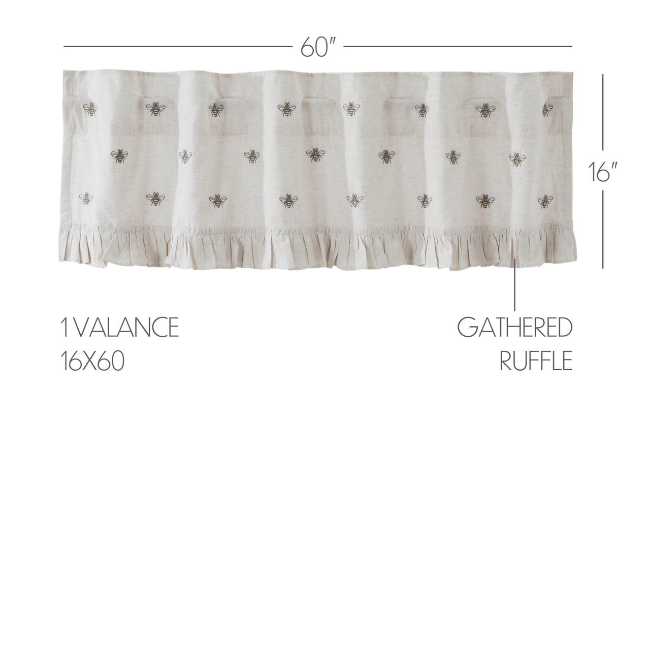 Embroidered Bee Valance Curtain 16x60 VHC Brands - The Fox Decor