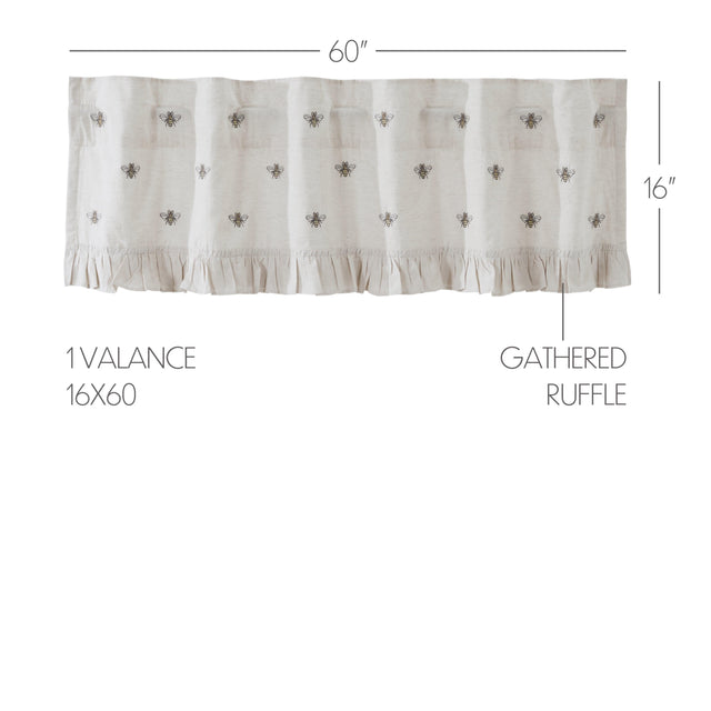 Embroidered Bee Valance Curtain 16x60 VHC Brands - The Fox Decor