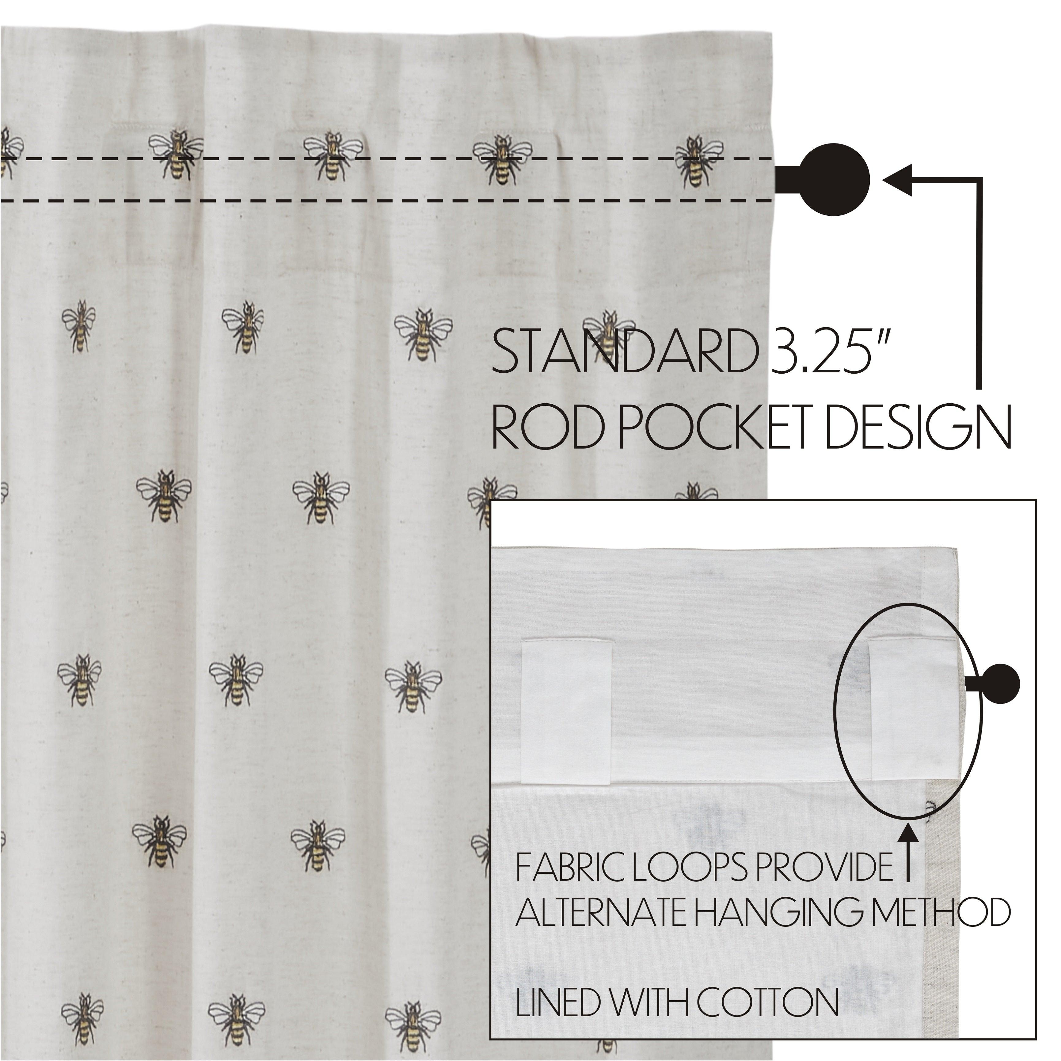 Embroidered Bee Tier Curtain Set of 2 L24xW36 VHC Brands - The Fox Decor
