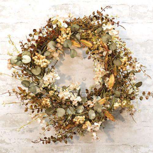Mixed Cream Fall Floral Wreath - The Fox Decor