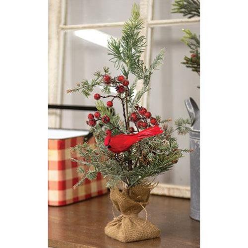 Mountain Berry Pine Tree w/Cardinal - The Fox Decor