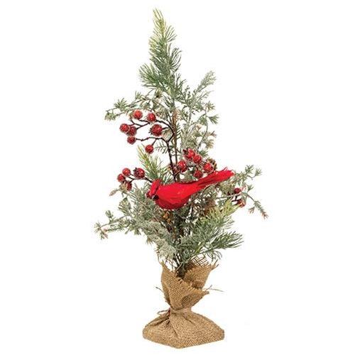 Mountain Berry Pine Tree w/Cardinal - The Fox Decor