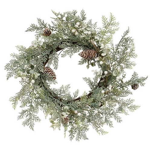 Icy Pine, Boxwood, White Berry, & Pinecone Wreath