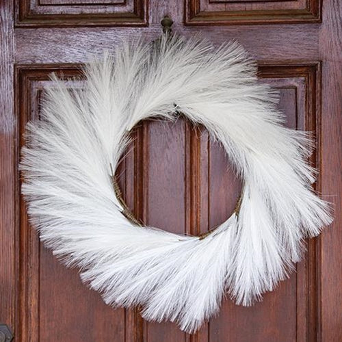 Pampas Grass Wreath, 24", White