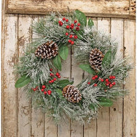 Thumbnail for Snowy Long Needle PIne & Berry Wreath