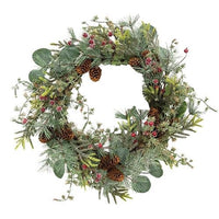 Thumbnail for Icy Bristle Pine & Berry Wreath, 24