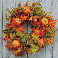 Thumbnail for Fall Leaves, Berries & Pumpkins Wreath - The Fox Decor