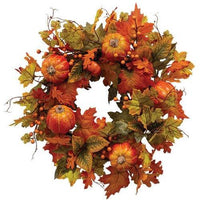 Thumbnail for Fall Leaves, Berries & Pumpkins Wreath - The Fox Decor