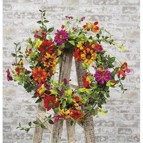Summer Wildflower Twig Wreath, 24"