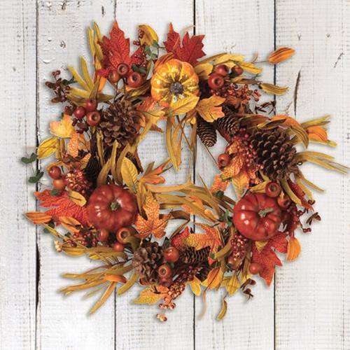 Harvest Pumpkin & Berry Wreath, 24" - The Fox Decor