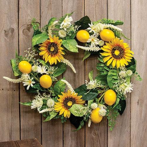 Lemon Sunflower & Daisy Wreath - The Fox Decor