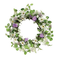 Thumbnail for Spring Daisy Purple Flowers & Eucalyptus Wreath