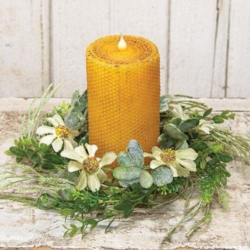 Rustic White Daisy Candle Ring, 4.5" - The Fox Decor