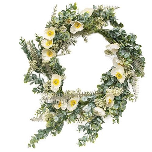 Alabaster Poppy Wreath, 22"