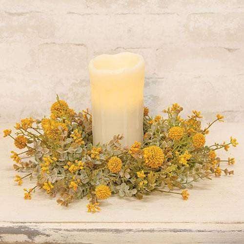 Fall Garden Candle Ring, 6", Mustard - The Fox Decor