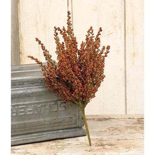 Fall Heather Bush, Pumpkin - The Fox Decor