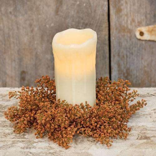 Bursting Astilbe Candle Ring, 3.5", Pumpkin - The Fox Decor