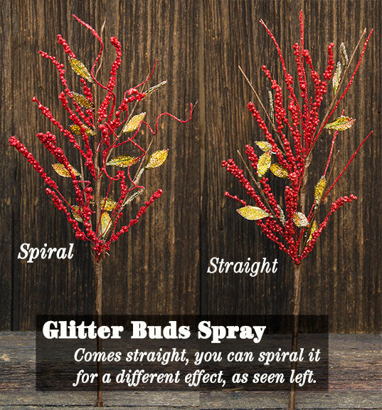 Red Glitter Bud Spray