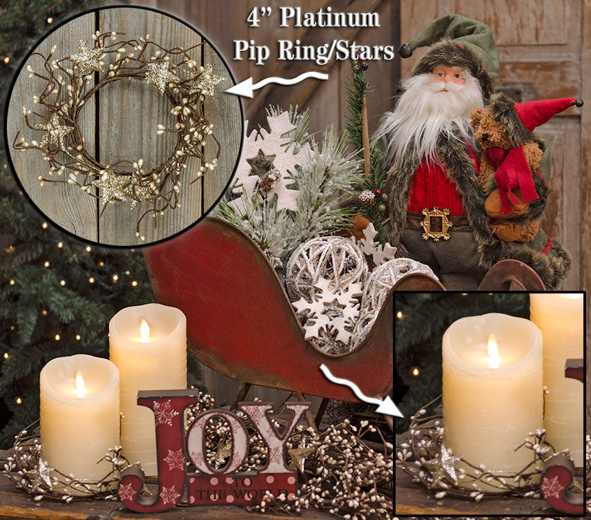 Platinum Pip Ring w/Stars, 4" - The Fox Decor