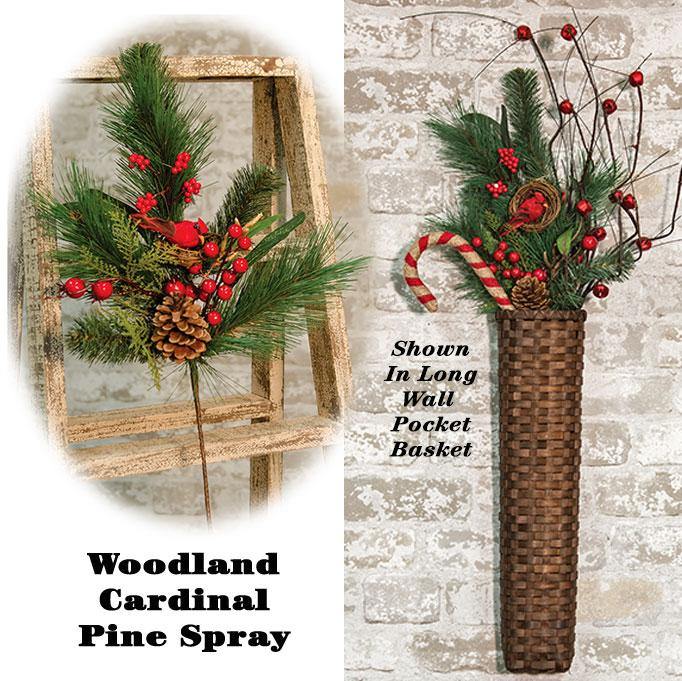 Woodland Cardinal Pine Spray, 24" - The Fox Decor
