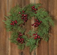 Thumbnail for Coral Cedar Wreath w/Berries, 16