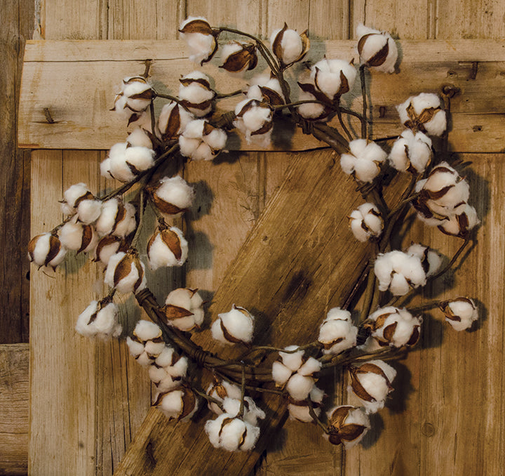 Country Cotton Ball Wreath, 20"