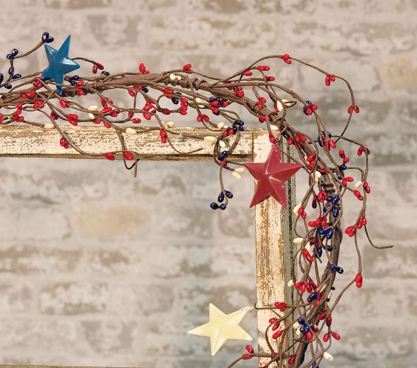 Americana Pip Garland w/ Stars, 5ft - The Fox Decor