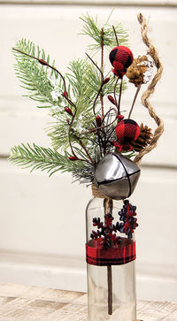Thumbnail for Buffalo Gingham Country Holiday Pick w/Bell, 13