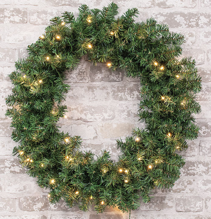 Pre-Lit Noble Fir Wreath, 50ct, 24" - The Fox Decor