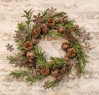 Thumbnail for Rusty Glitter Bell & Snowflake Pine Wreath - The Fox Decor