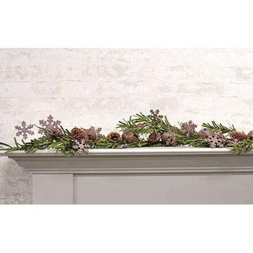 Rusty Glitter Bell & Snowflake Pine Garland, 4ft