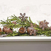 Thumbnail for Rusty Glitter Bell & Snowflake Pine Garland, 4ft zoom