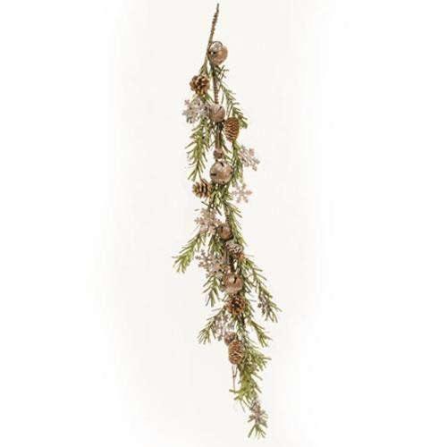 Rusty Glitter Bell & Snowflake Pine Garland, 4ft - The Fox Decor
