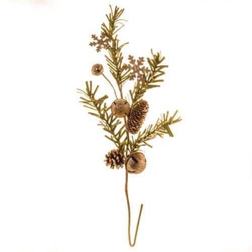 Rusty Glitter Bell & Snowflake Pine Spray, 24" - The Fox Decor